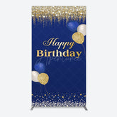 Aperturee - Aperturee Navy Blue Glitter Balloon Birthday Rectangle Backdrop